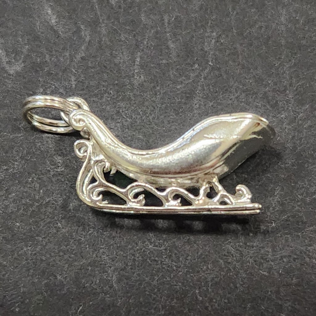 Vintage Nwt Cellini Sterling Silver Three Dimensional Sleigh Charm